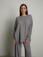 completo in maglia girocollo over - Grigio