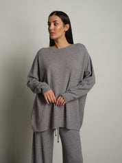 completo in maglia girocollo over - Grigio