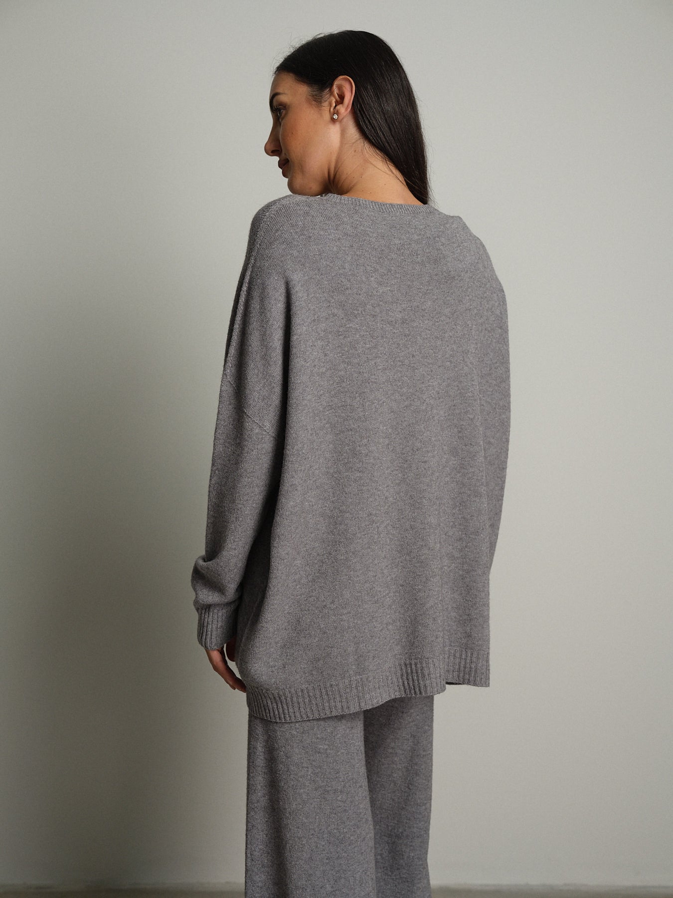 completo in maglia girocollo over - Grigio