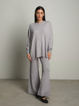 completo in maglia girocollo over - Grigio perla