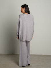 completo in maglia girocollo over - Grigio perla