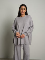 completo in maglia girocollo over - Grigio perla