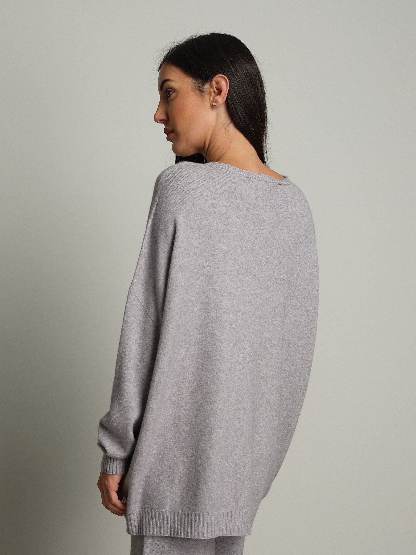 completo in maglia girocollo over - Grigio perla