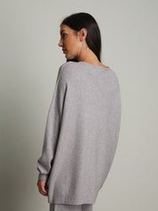 completo in maglia girocollo over - Grigio perla