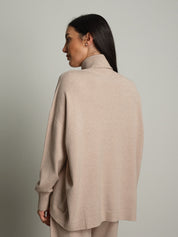 completo in maglia dolcevita - Beige