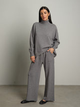 completo in maglia dolcevita - Grigio