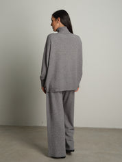 completo in maglia dolcevita - Grigio