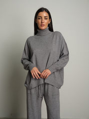 completo in maglia dolcevita - Grigio