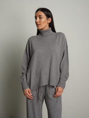 completo in maglia dolcevita - Grigio