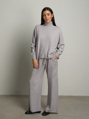 completo in maglia dolcevita - Grigio perla