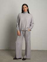 completo in maglia dolcevita - Grigio perla
