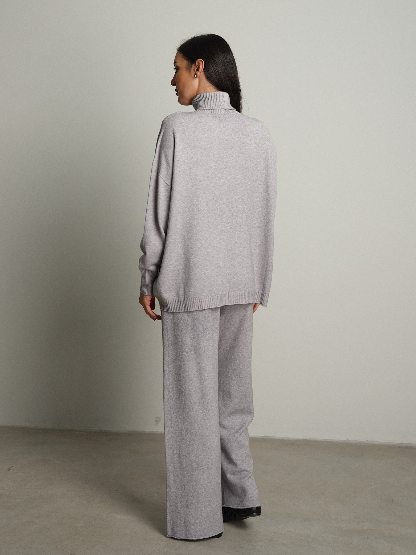 completo in maglia dolcevita - Grigio perla