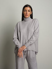 completo in maglia dolcevita - Grigio perla