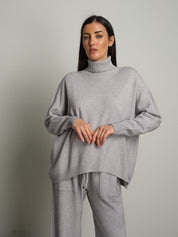 completo in maglia dolcevita - Grigio perla