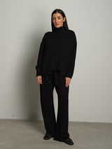 completo in maglia dolcevita - Nero