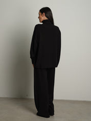 completo in maglia dolcevita - Nero