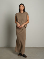 gonna in maglia betty - Tortora