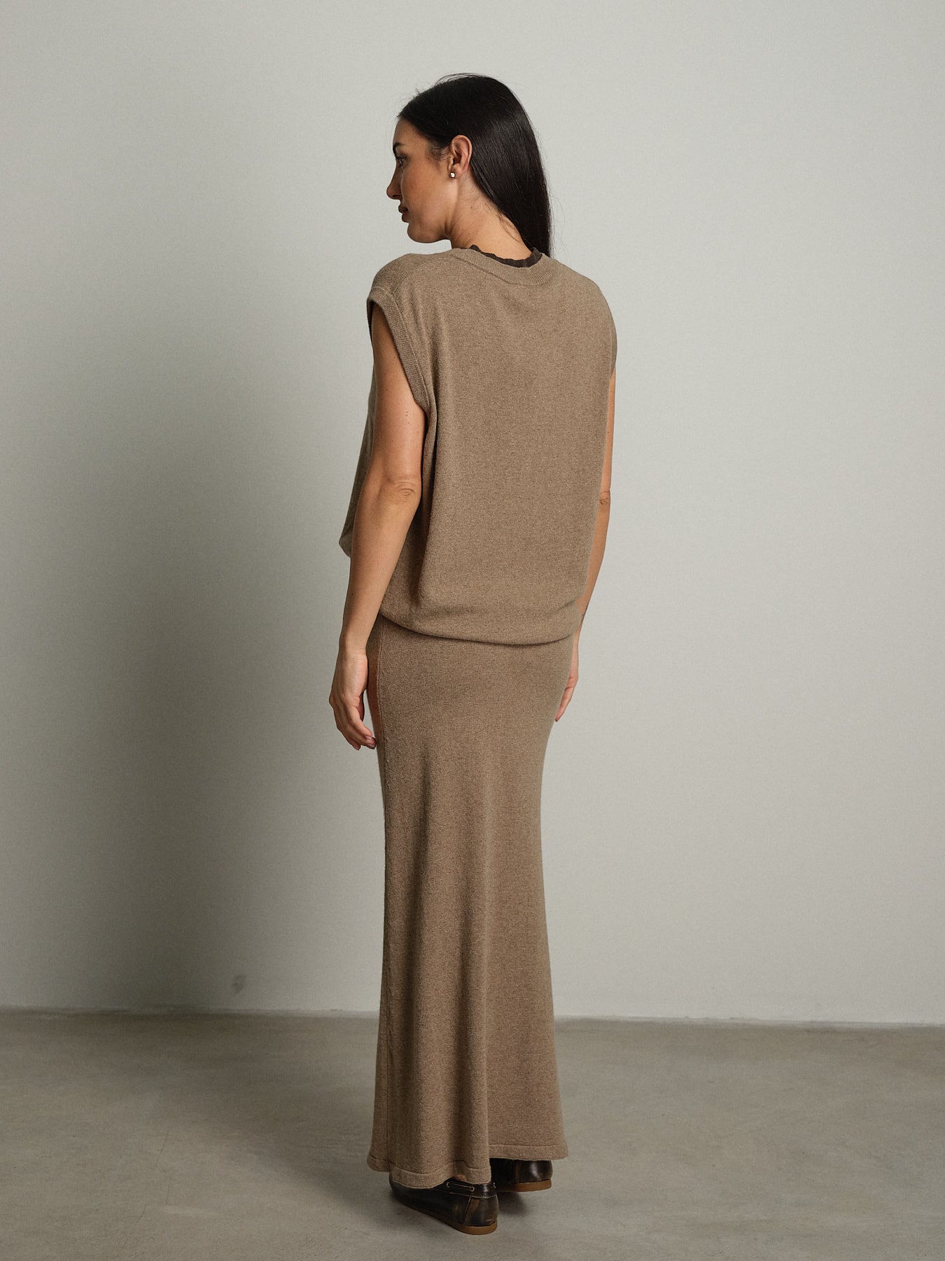 gilet in maglia betty - Tortora