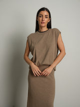 gilet in maglia betty - Tortora
