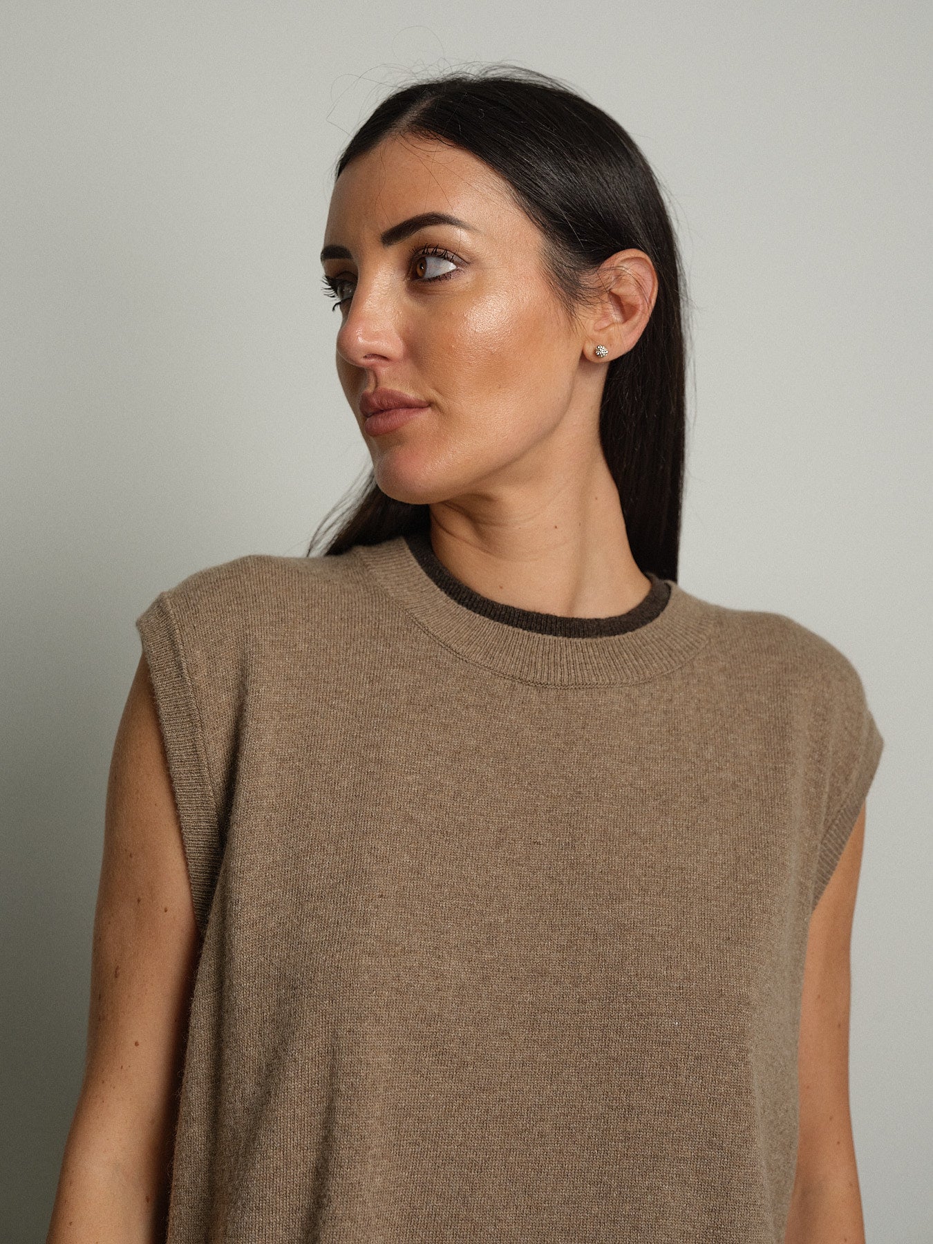 gilet in maglia betty - Tortora