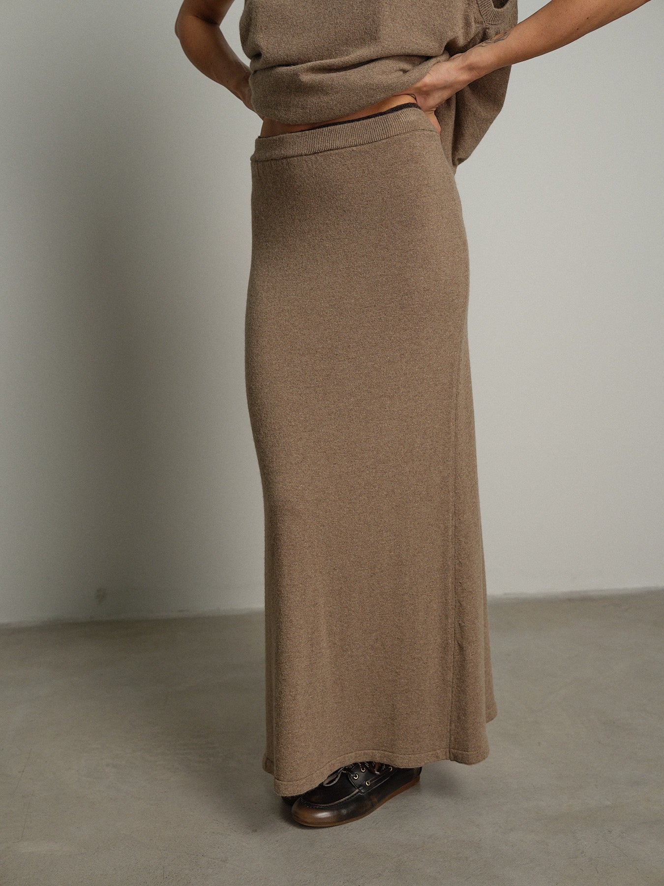 gonna in maglia betty - Tortora