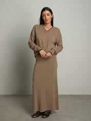 gonna in maglia betty - Tortora