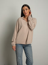 polo scollo v in maglia - Beige