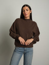 Pullover collo cratere palloncino - Caffè