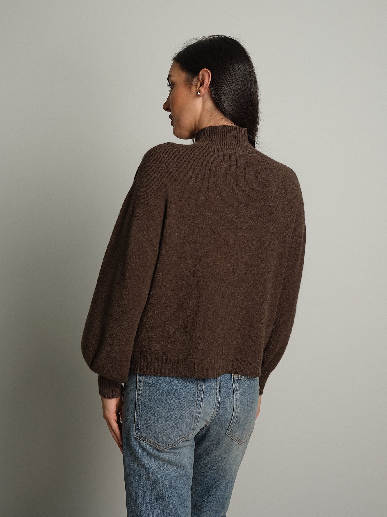 Pullover collo cratere palloncino - Caffè
