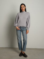 Pullover collo cratere palloncino - Grigio perla