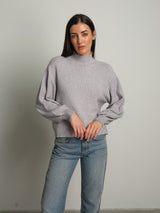 Pullover collo cratere palloncino - Grigio perla
