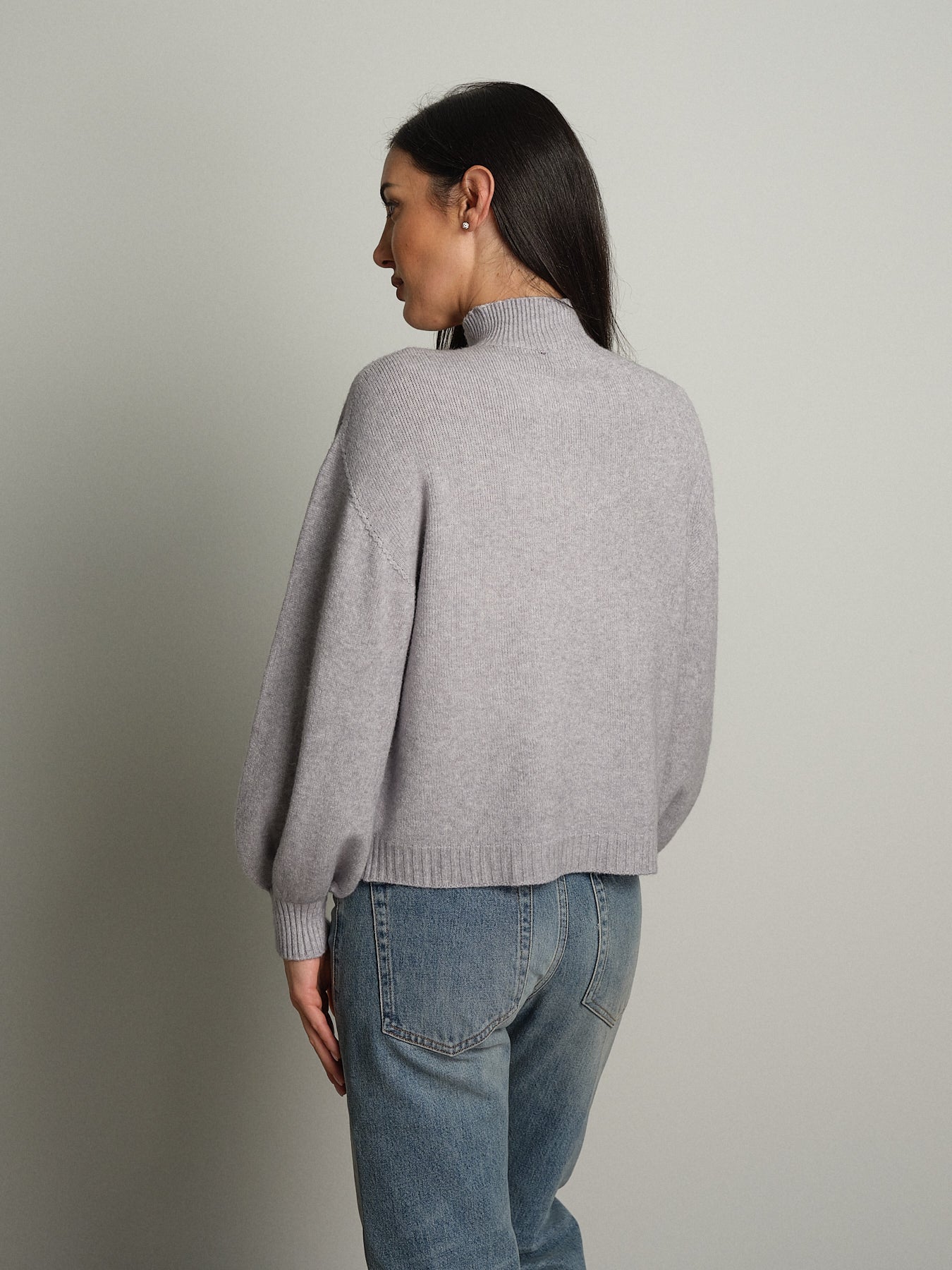 Pullover collo cratere palloncino - Grigio perla