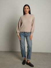 Pullover collo cratere palloncino - Beige