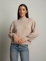 Pullover collo cratere palloncino - Beige