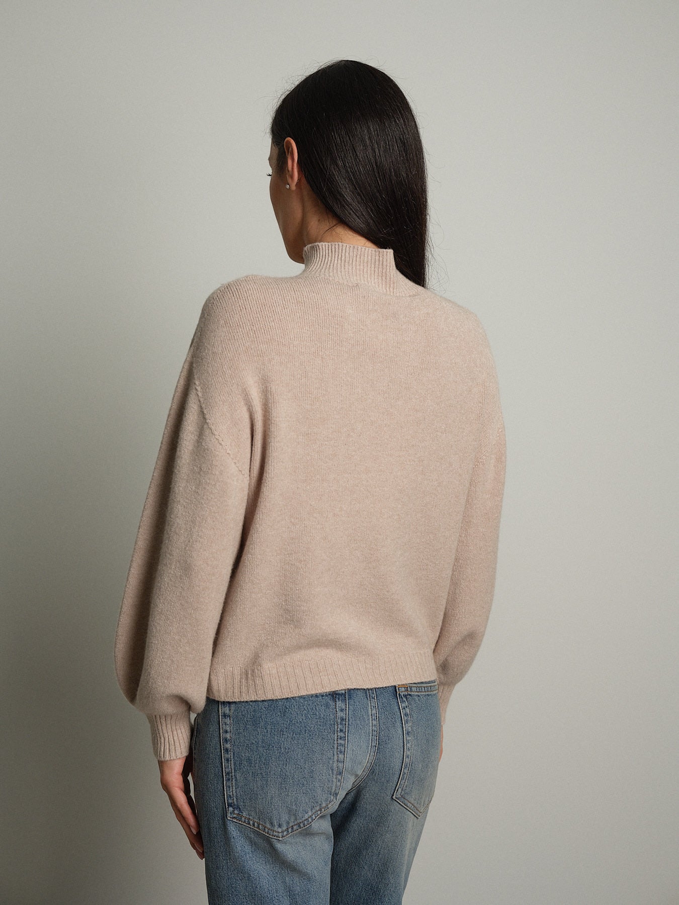 Pullover collo cratere palloncino - Beige