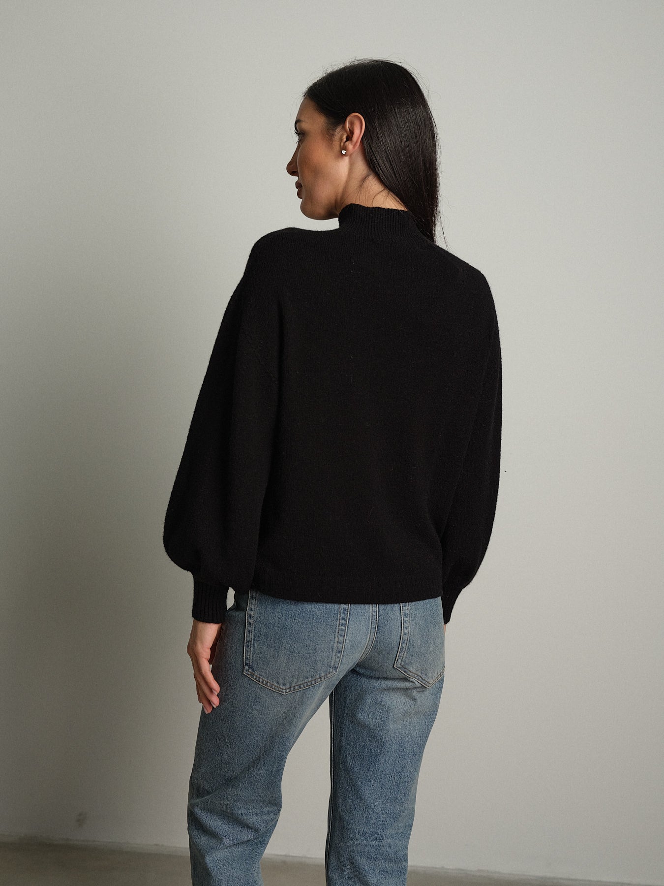 Pullover collo cratere palloncino - Nero