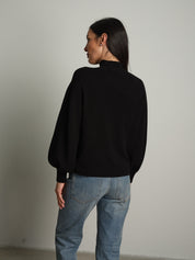Pullover collo cratere palloncino - Nero