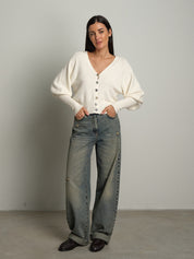 Cardigan manica palloncino - Burro