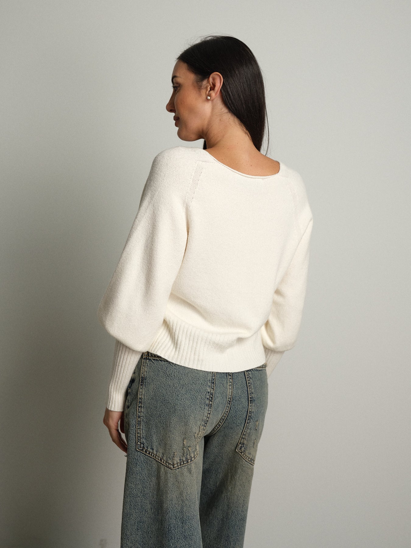 Cardigan manica palloncino - Burro