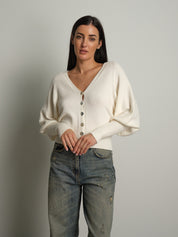 Cardigan manica palloncino - Burro