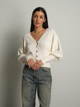 Cardigan manica palloncino - Burro