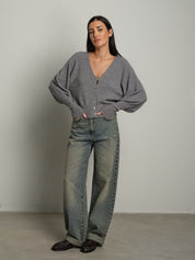Cardigan manica palloncino - Grigio