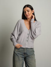 Cardigan manica palloncino - Grigio perla