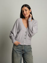 Cardigan manica palloncino - Grigio perla