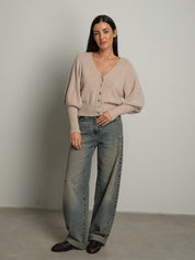 Cardigan manica palloncino - Beige
