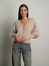 Cardigan manica palloncino - Beige