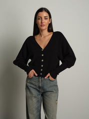 Cardigan manica palloncino - Nero