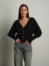 Cardigan manica palloncino - Nero