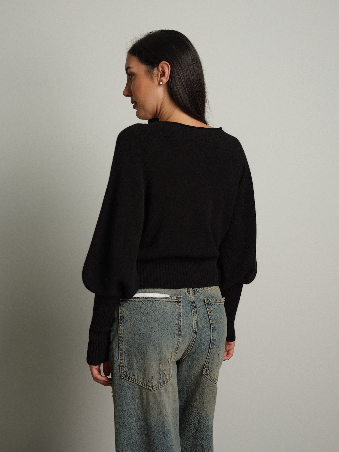 Cardigan manica palloncino - Nero
