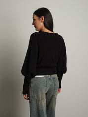 Cardigan manica palloncino - Nero